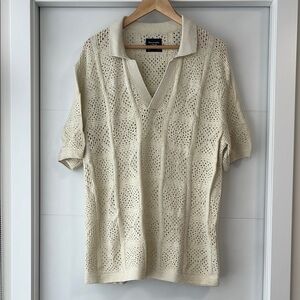 Abercrombie & Fitch Cream Knit Polo